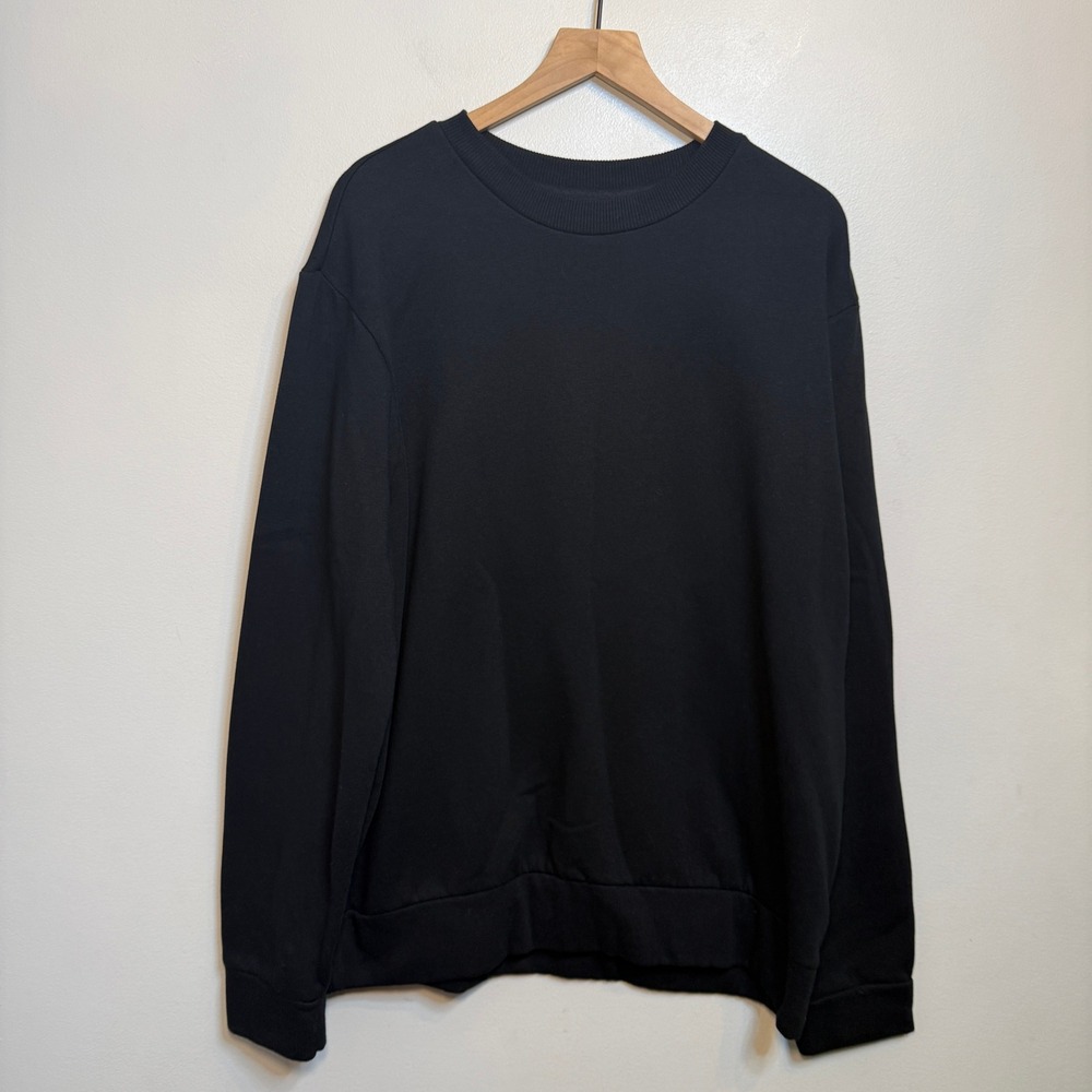 Goodfellow & Co Men's XL Black Crewneck Sweatshirt Solid Fleece Pullover Ribbed